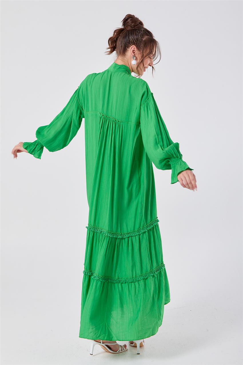 Fular Yaka Benetton Yeşil Elbise