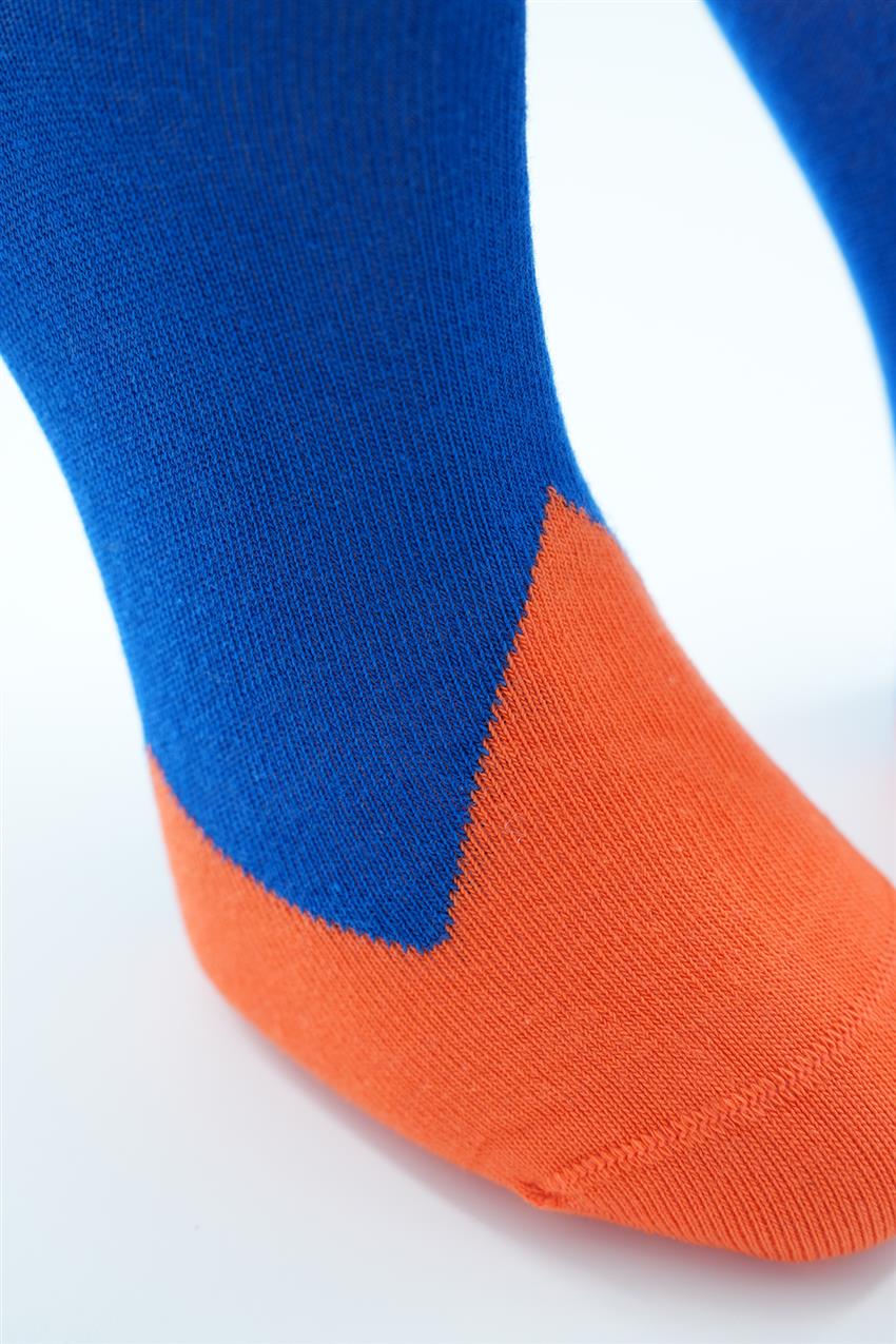 Baklava Desenli Soket Çorap-Turuncu Mavi 5124-364