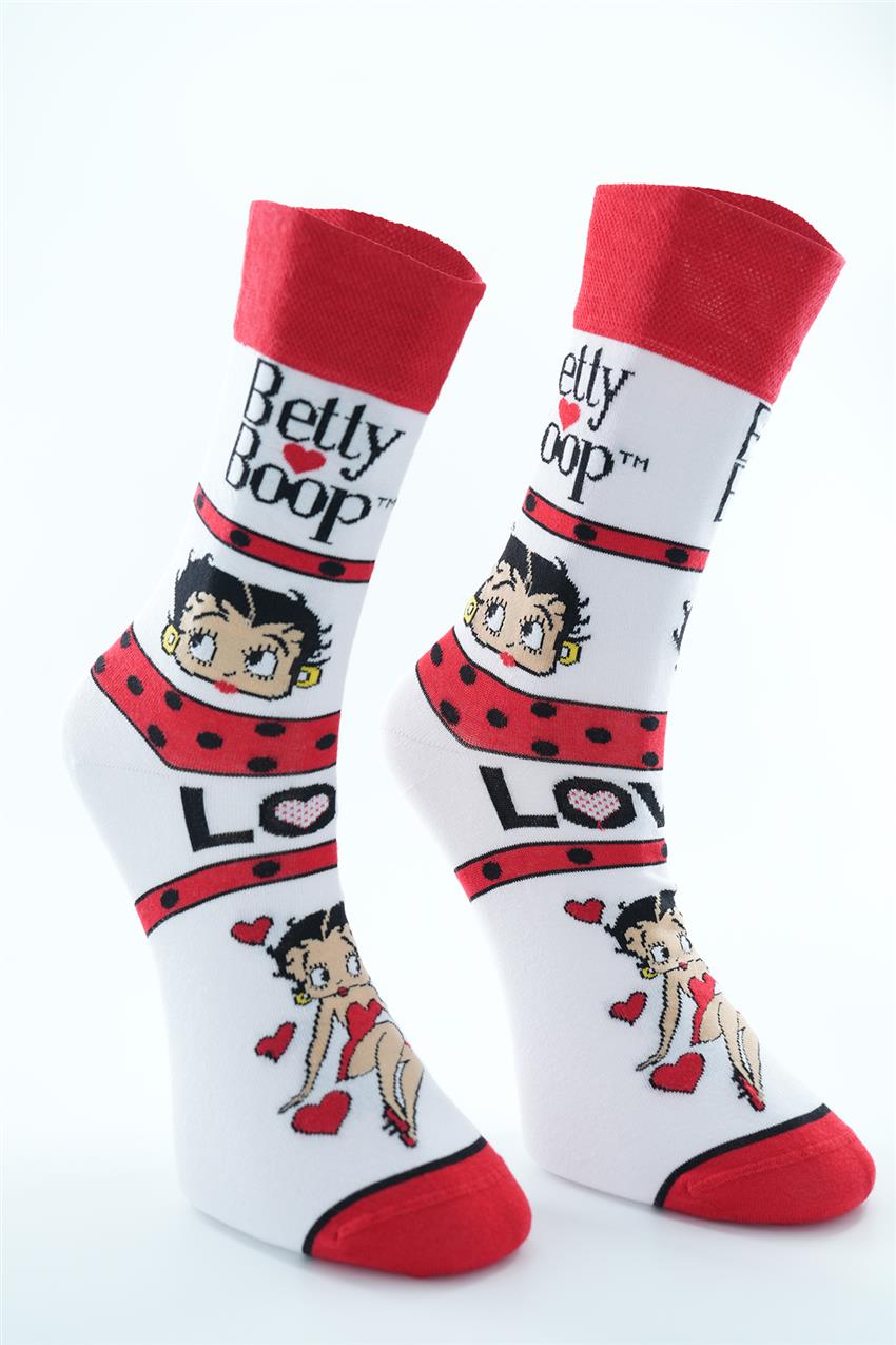 Betty Boop Temalı Uzun Çorap-Karma 5254-284