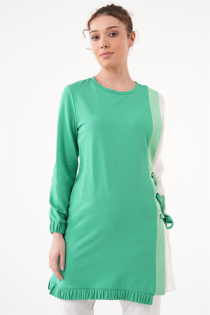 İki İplik Bel Şeritli Yeşil Sweatshirt
