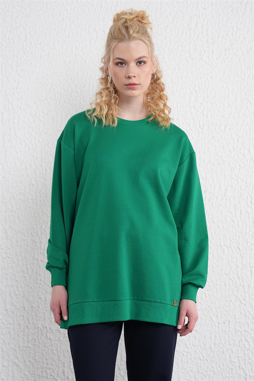 İki İplik Basic Benetton Yeşili Sweatshirt