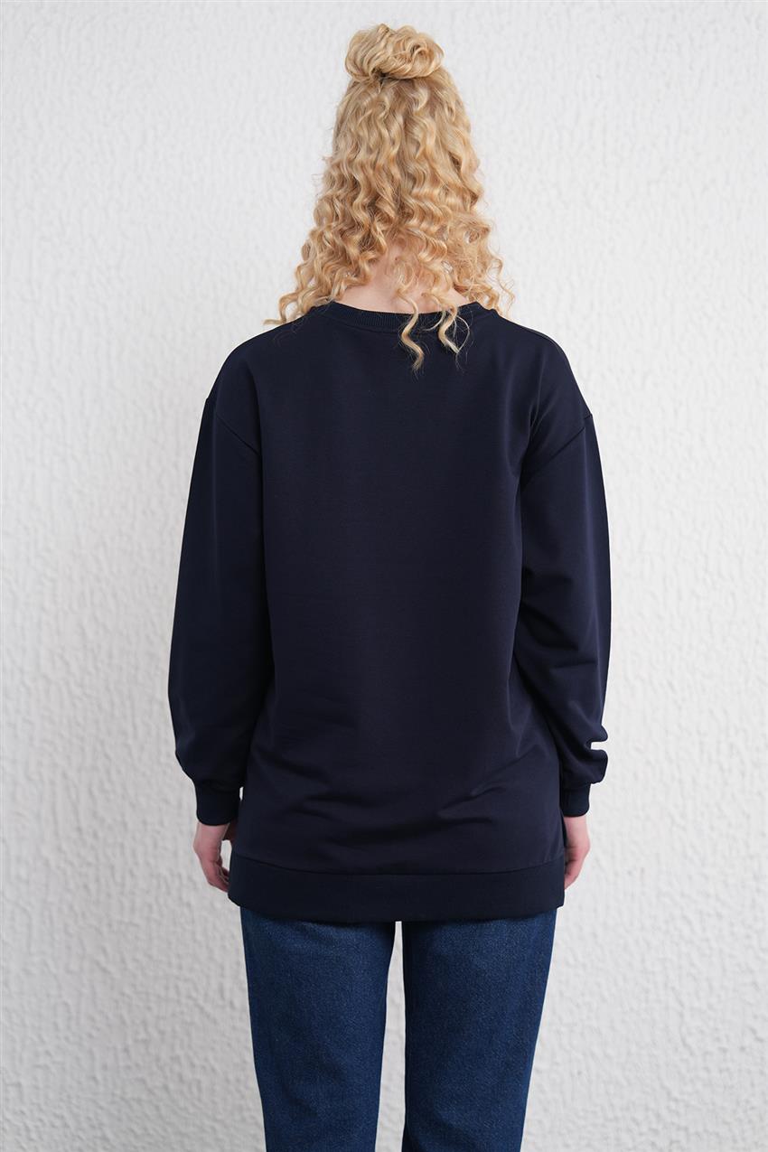 İki İplik Basic Lacivert Sweatshirt