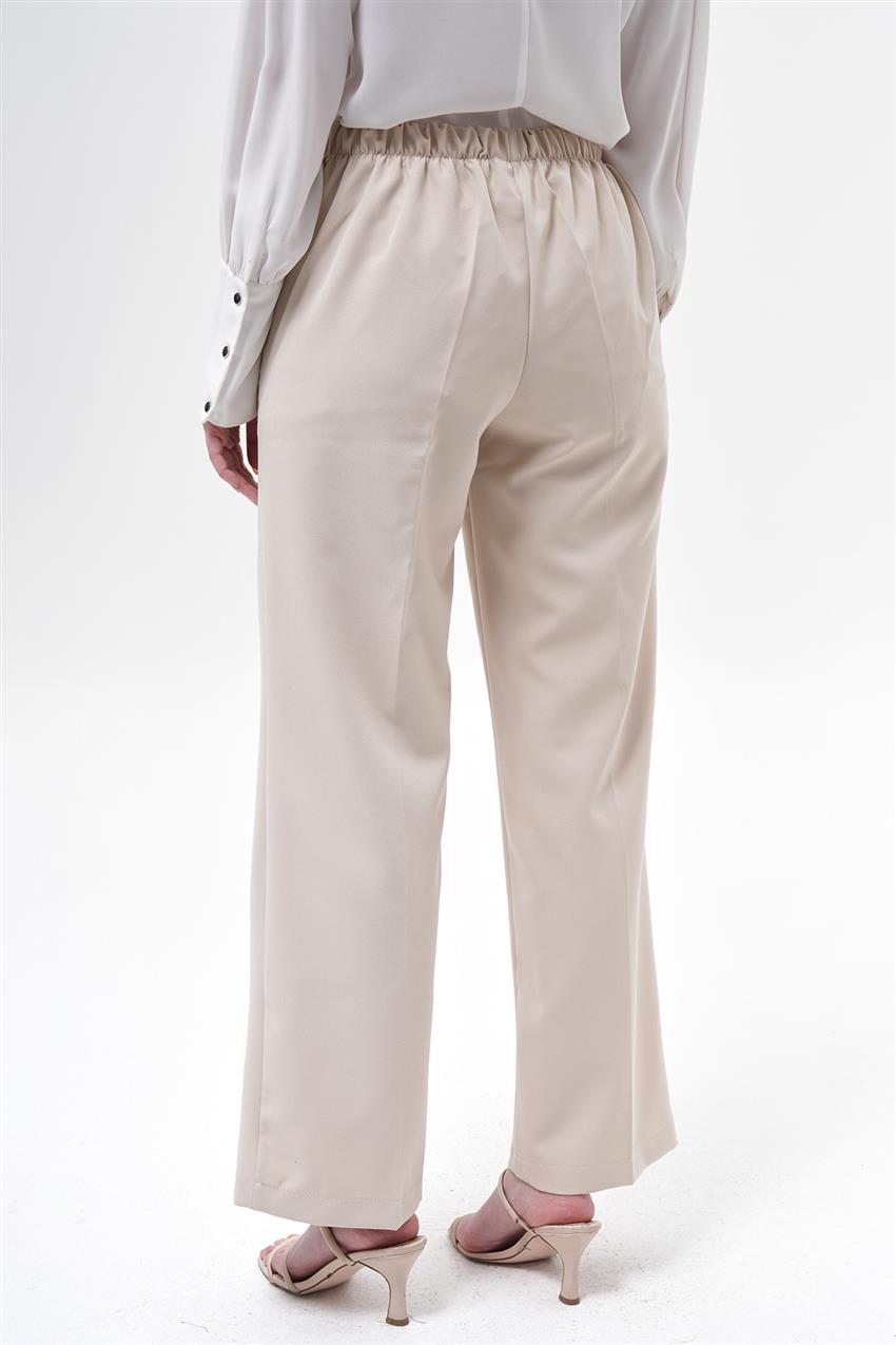 Bel Lastik Detaylı Bol Paça Taş Pantolon