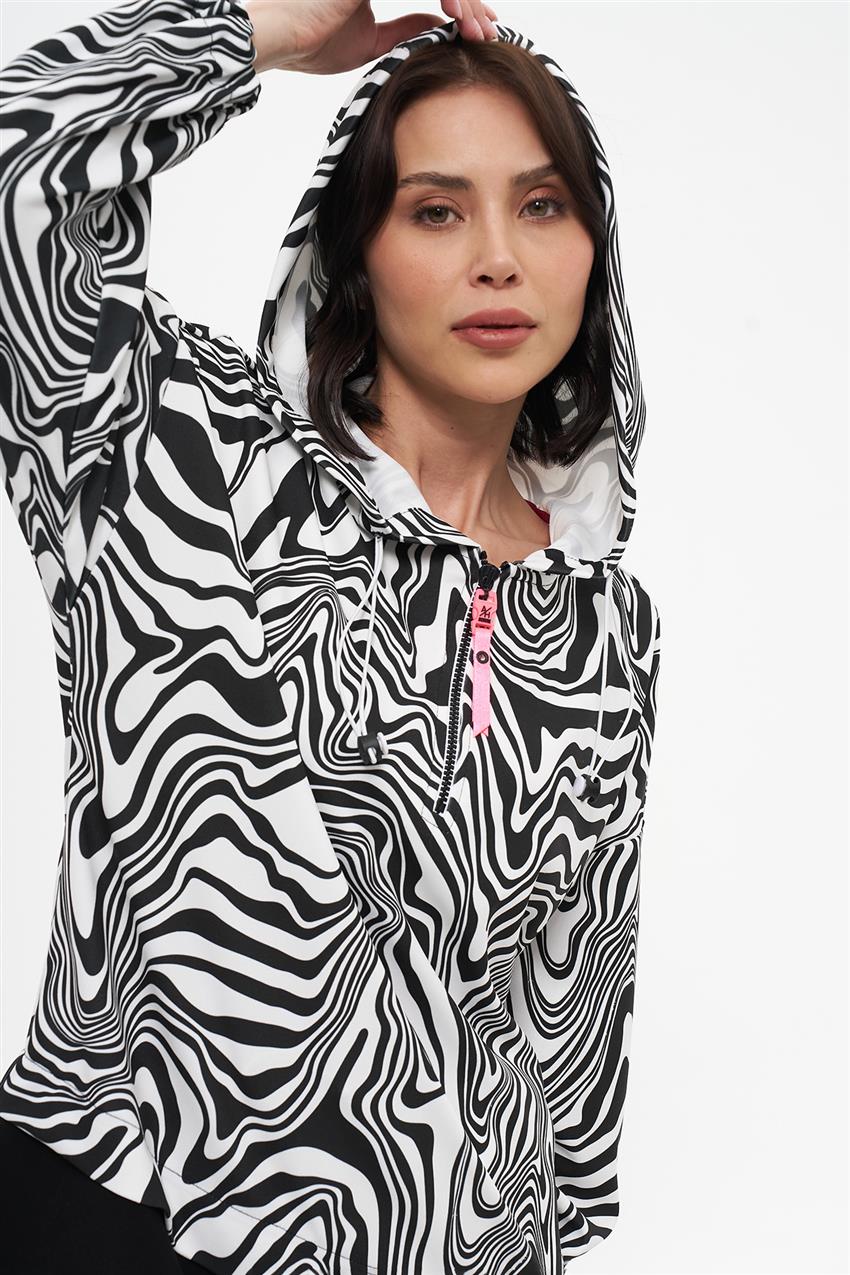 Zebra Desenli Siyah Sweatshirt