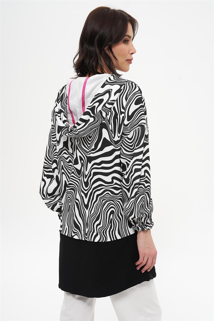 Zebra Desenli Siyah Sweatshirt