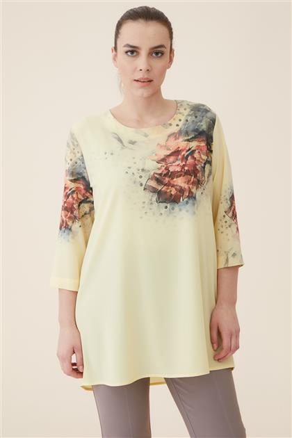 Large Size Printed Blouse Yellow 1179-29