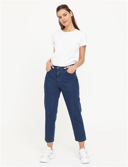 Basic Mom Jeans Lacivert B21 19079A
