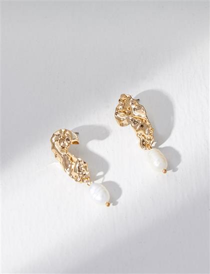 Pearl Earrings Gold B21 KP04