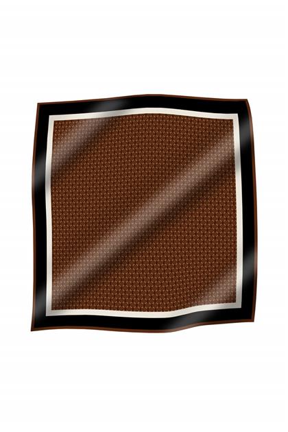 Zühre Monogram Patterned Coffee / Beige Silk Scarf 6280 Z21YB6280ES1000001-R3155