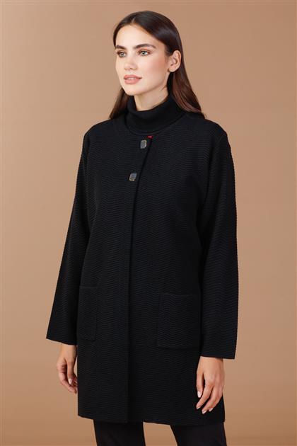 ZIGZAG pattern knitwear jacket-black 2661-syh-m