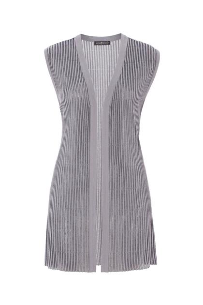 Sim detail V-neck knitwear vest-gray 2411-Agr-m