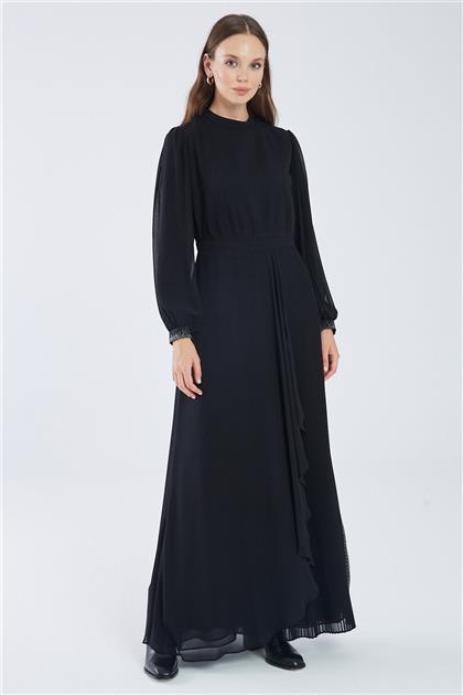 ZÜHRE Volanlı Uzun Siyah Elbise E-0236 Z21YBE-0236ELB1002-R1210