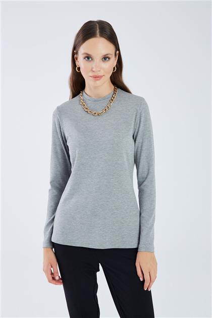 Zühre Long Sleeve and Bicycle Collar Gray Basic Blouse B-0082 Z21KBB-0082BLZ1001-R1090