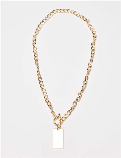 Rectangular Symbolic Thick Chain Necklace Gold