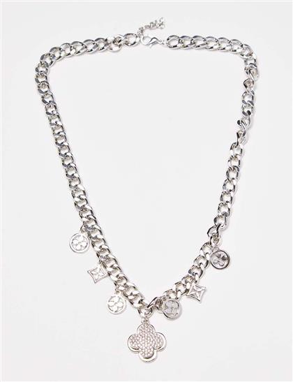 Thick chain necklace nickel with symbols