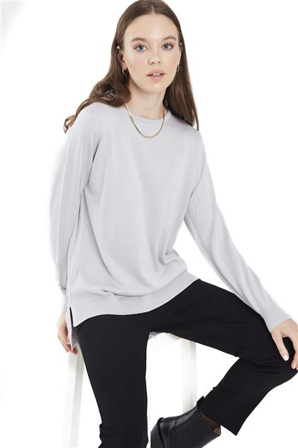 Zühre Bicycle Collar and Long Sleeve Gray Knitwear Blouse B-0086 Z21KBB-0086BLZ1001-R1090