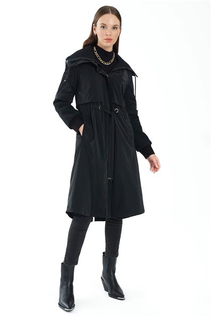 Zühre wide collar and waist-binding quilting black cap / coat 12657 Z21KB12657KP100001-R1210