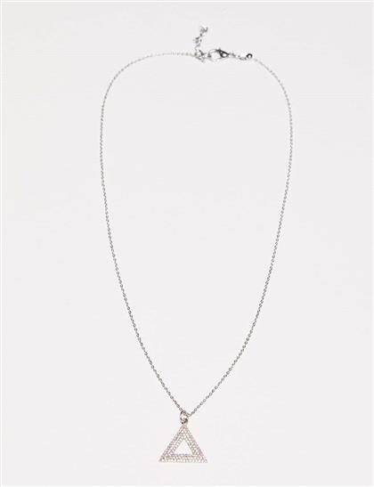 Triangle ended thin chain necklace nickel