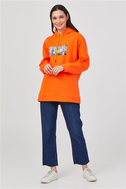 Anime Baskılı Turuncu Sweatshirt