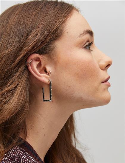 Rectangular-shaped earrings silver color