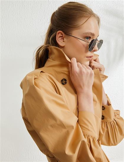 Breasted Balloon Arm Trench Coat Beige