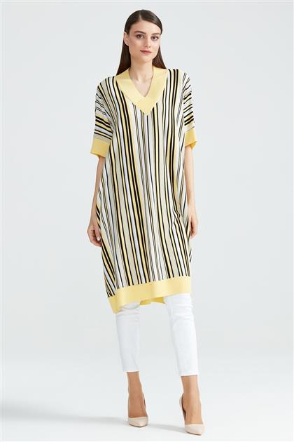 Striped knitwear sweater tunic yellow - ECU AJY.8208.01