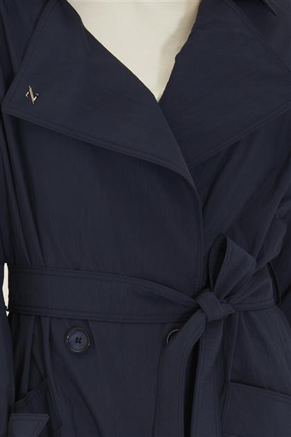 Zühre Breasted Collar Navy Blue Trench Coat 12885ZB100001-R1150