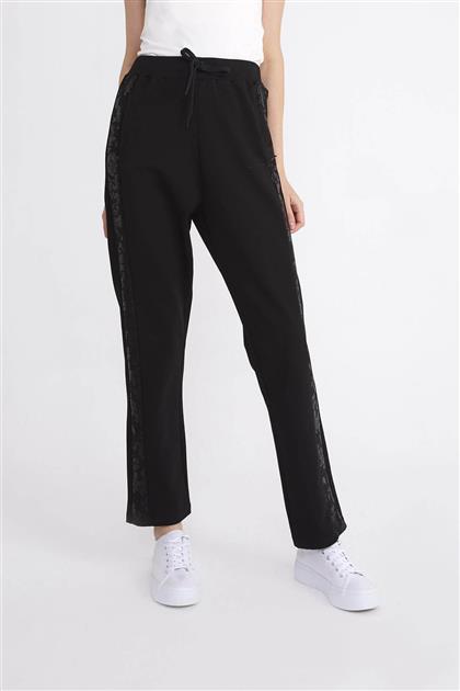 Haşema Siyah Varak Baskı Detaylı Basıc Boru Paça Pantolon HSM-06-3XL-Sİ