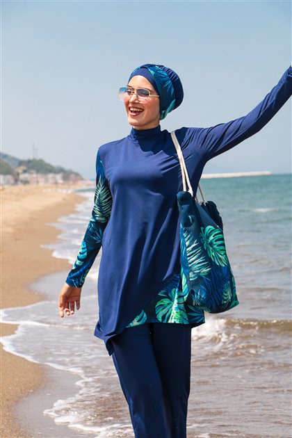 Hijab Swimwear-Navy Blue M2125-17