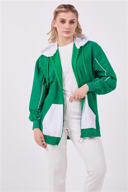 Kontrast Renkli Yeşil Sweatshirt