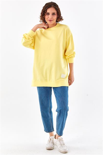 Basic Sarı Sweatshirt