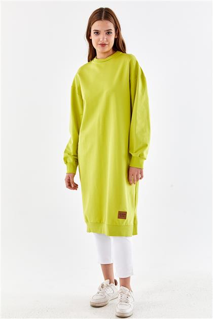 Basic Uzun Fıstık Yeşili Sweatshirt