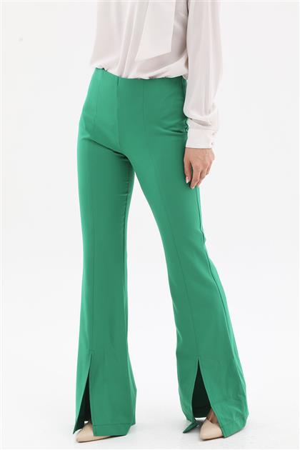 Yırtmaçlı İspanyol Paça Yeşil Pantolon