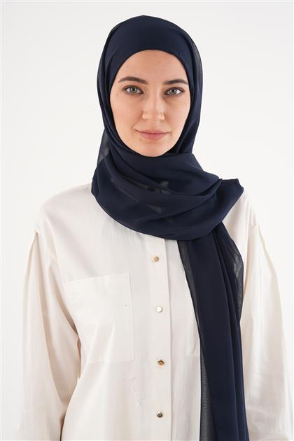 Büyük Hijab Boneli Şifon Şal-Lacivert 810003-17