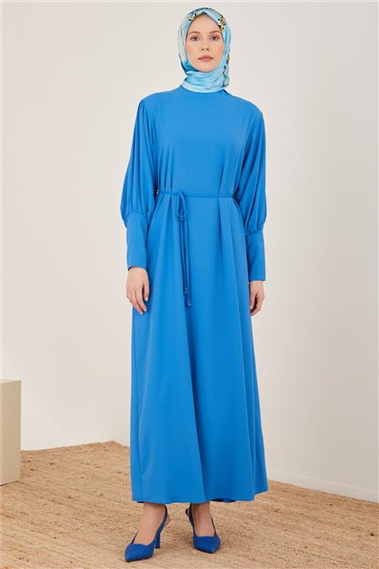 Uzun Manşetli Kobalt Mavi Elbise
