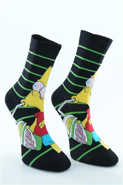 Bart Simpson Temalı Uzun Çorap-Karma 4292-284