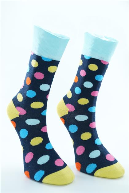 Puantiye Desenli Soket Çorap-Karma 0019-284