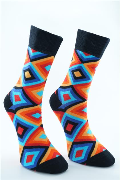 Mandala Desenli Renkli Karma Soket Çorap