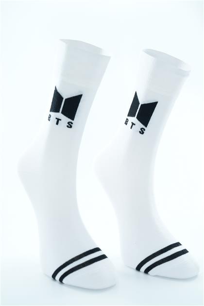 Logolu Soket Çorap-Beyaz 3342-02