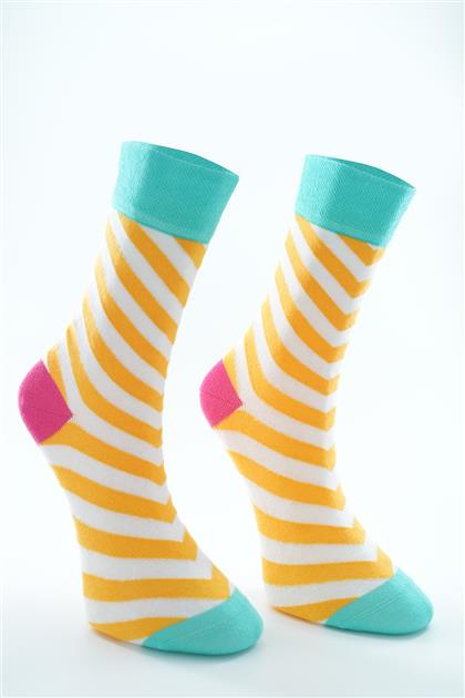 Renkli Çizgili Uzun Çorap-Karma 3535-284