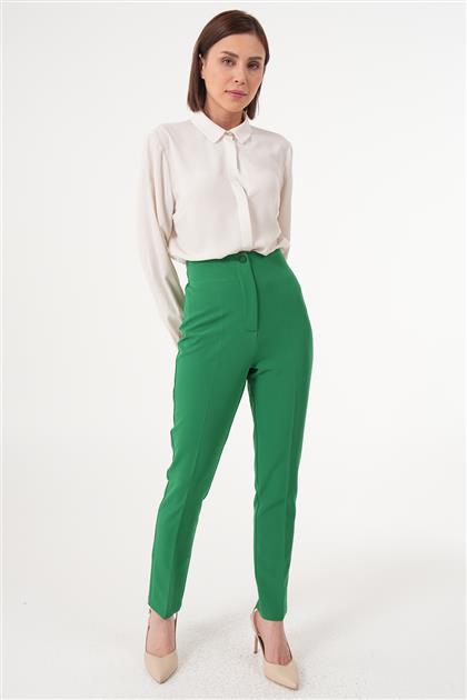 Yüksek Bel Dar Paça Yeşil Pantolon