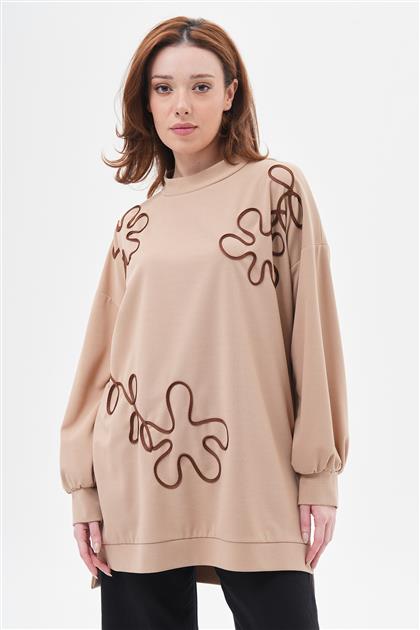 Sweatshirt-Milky brown KY-A23-70010-233