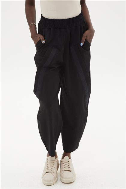Şeritli Pantolon-Siyah 18158-01