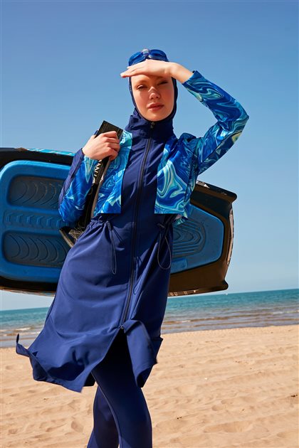 Hijab Swimwear-Navy Blue M2319-17