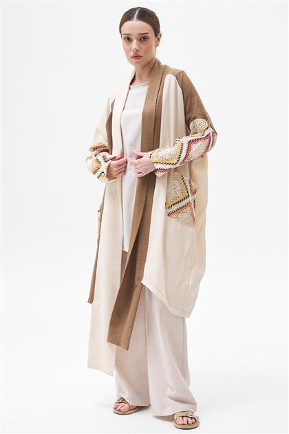 Kolları Dantelli Kimono-Kahverengi N-7816-68