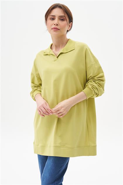 Kısa Gömlek Yaka Tunik-Fıstık Yeşili E-2001-23