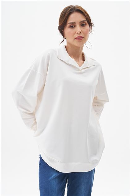 Kısa Gömlek Yaka Tunik-Beyaz E-2001-02