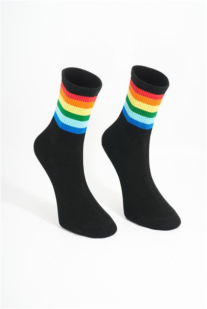 Gökkuşağı Soket Çorap-Siyah 4141-01