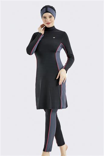 2052L-01 ملابس سباحة محجبات-أسود