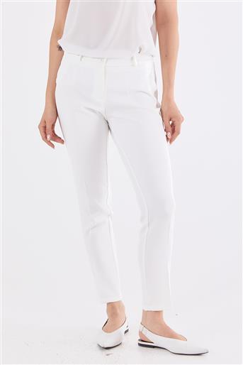 Slim Fit Yüksek Bel Beyaz Pantolon